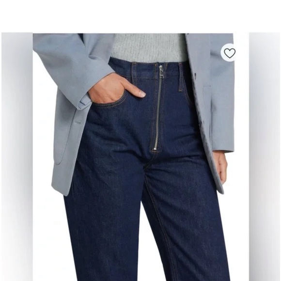 Frame Denim Le High & Tight Exposed Zipper Dark Blue Frayed Hem Jeans 27 - Picture 7 of 11